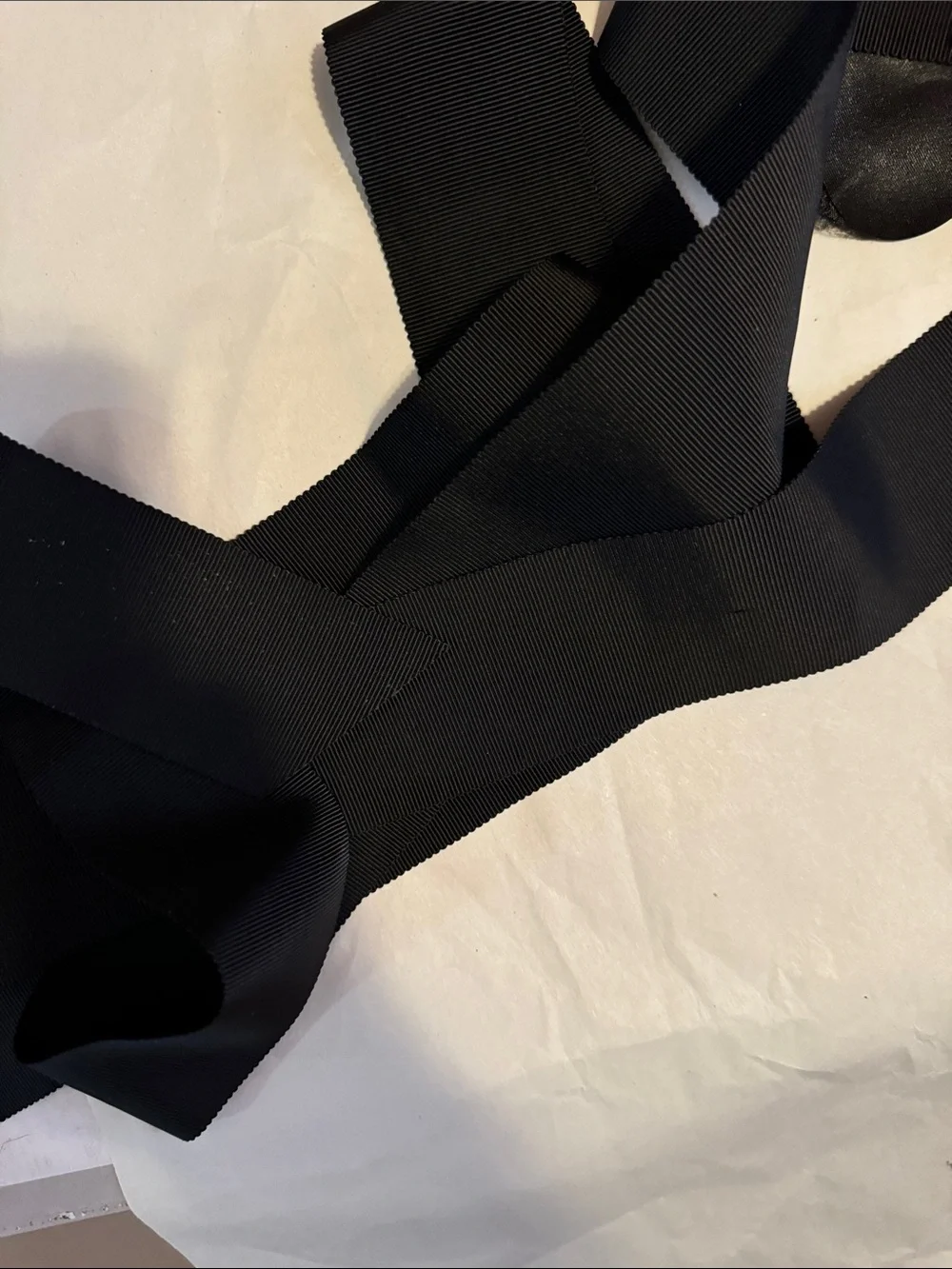 White House Black Market Black Floral Ribbon Waist Belt